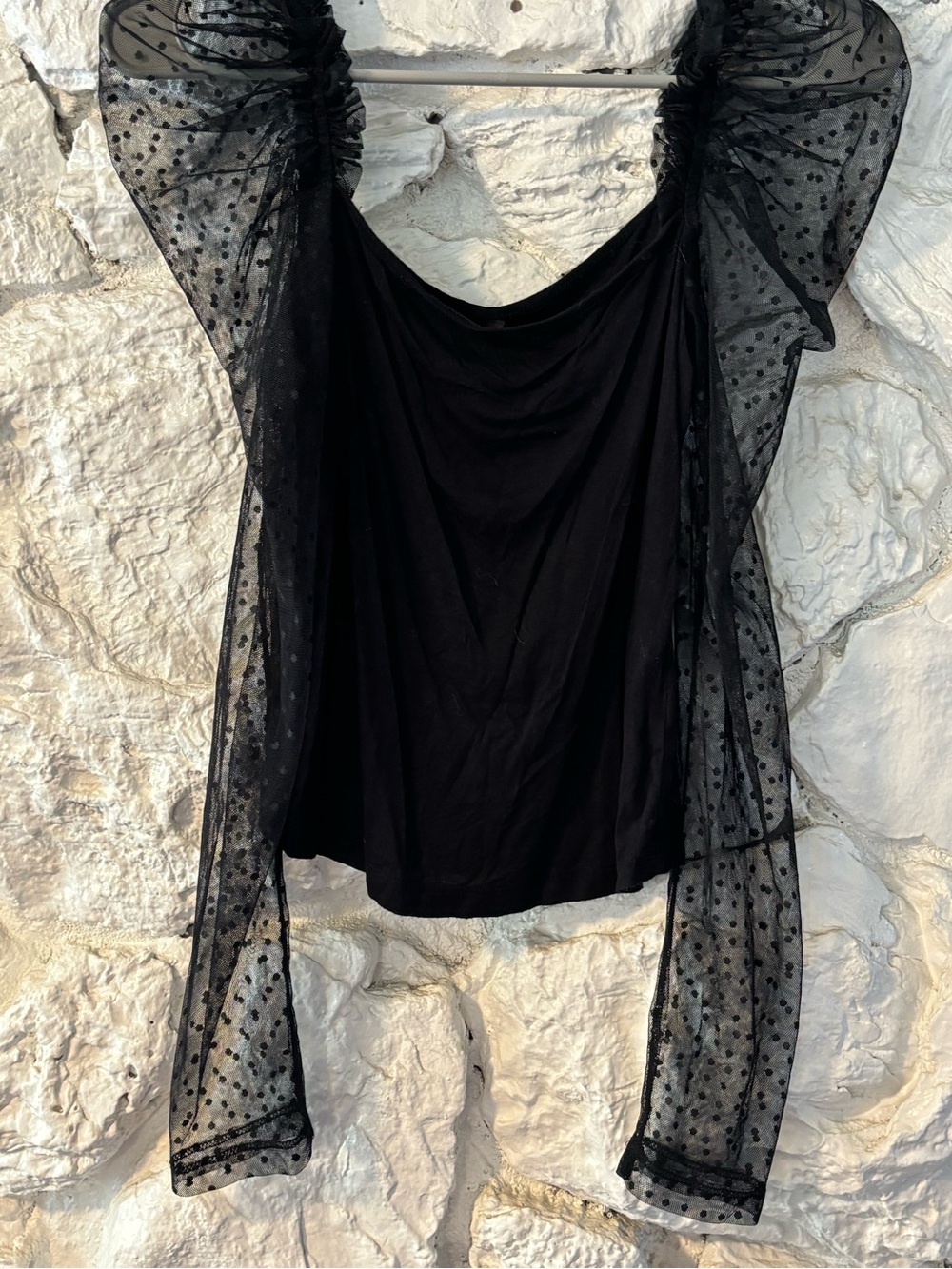 SHEIN Black Sheer Polka Dot Wrap Scarf